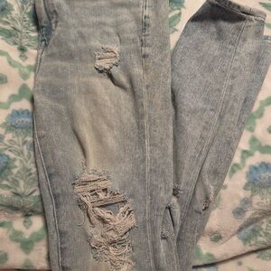 American Eagle Outfitters Light Blue Distressed Skinny Jeans